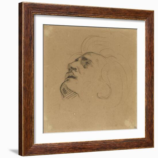 Tête d'homme renversé en arrière-Eugene Delacroix-Framed Giclee Print