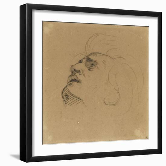 Tête d'homme renversé en arrière-Eugene Delacroix-Framed Giclee Print