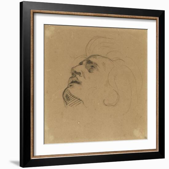 Tête d'homme renversé en arrière-Eugene Delacroix-Framed Giclee Print