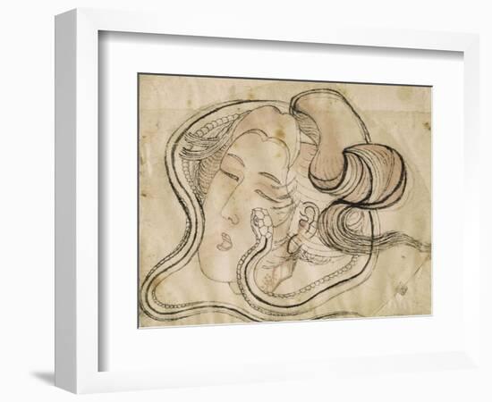 Tête de femme au serpent-Katsushika Hokusai-Framed Giclee Print