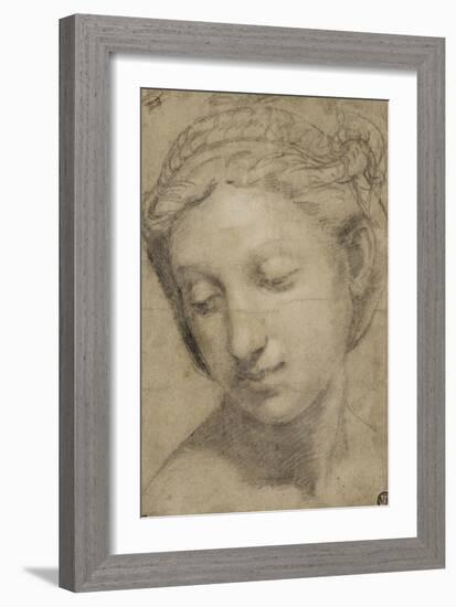 Tête de femme, de trois quarts vers la gauche-Raffaello Sanzio-Framed Giclee Print