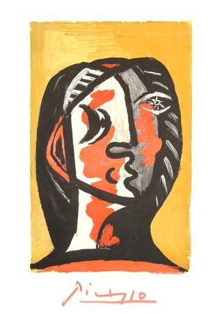 Tete De Femme En Gris Et Rouge Sur Fond Ochre Collectable Print By Pablo Picasso Artcom