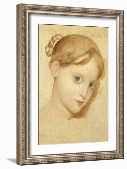 Tête de jeune fille blonde aux yeux bleus (Laure Zoega ?)-Jean-Auguste-Dominique Ingres-Framed Giclee Print