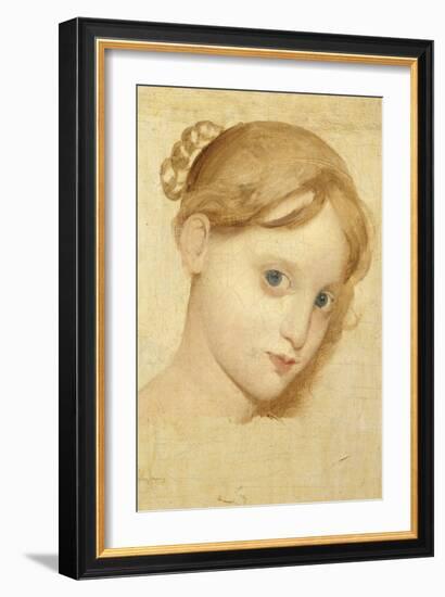 Tête de jeune fille blonde aux yeux bleus (Laure Zoega ?)-Jean-Auguste-Dominique Ingres-Framed Giclee Print