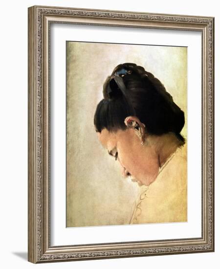 Tete De Jeune Fille, Late 19th Century-Georges Seurat-Framed Giclee Print