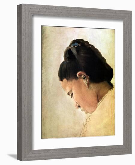 Tete De Jeune Fille, Late 19th Century-Georges Seurat-Framed Giclee Print