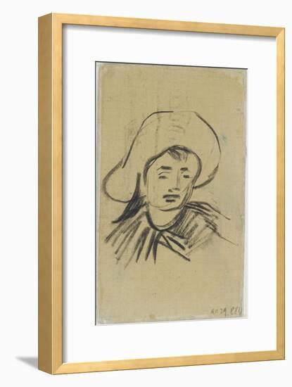 Tête de jeune homme coiffé d'un grand chapeau-Vincent van Gogh-Framed Giclee Print