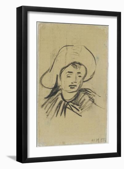 Tête de jeune homme coiffé d'un grand chapeau-Vincent van Gogh-Framed Giclee Print