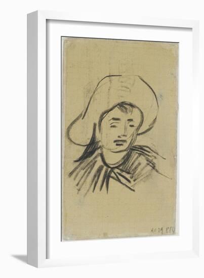 Tête de jeune homme coiffé d'un grand chapeau-Vincent van Gogh-Framed Giclee Print