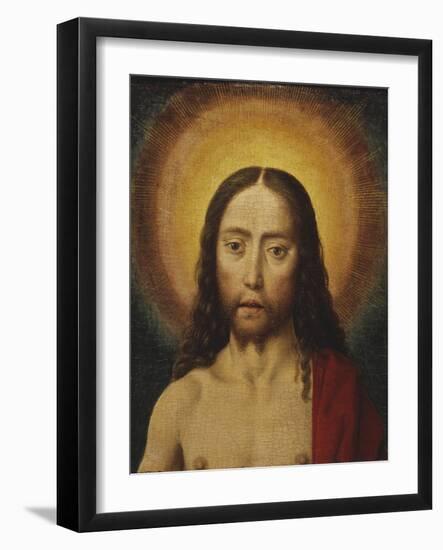 Tete Du Christ - Head of Christ, by Bouts, Dirk (1410/20-1475). Oil on Wood. Dimension : 22,5X19 Cm-Dirck Bouts-Framed Giclee Print