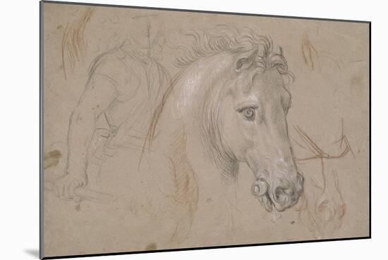 Tête et encolure de cheval de profil à droite, poitrail avec les jambes et divers croquis-Pierre Mignard-Mounted Giclee Print