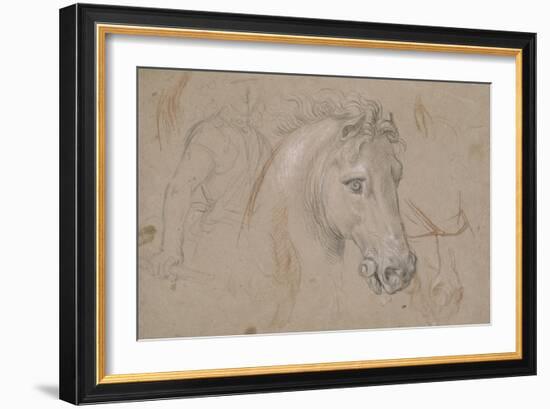 Tête et encolure de cheval de profil à droite, poitrail avec les jambes et divers croquis-Pierre Mignard-Framed Giclee Print