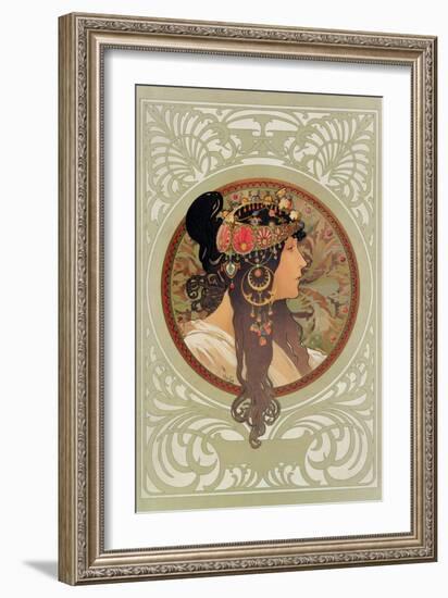 Tetes Byzantines: Brunette, 1897-Alphonse Mucha-Framed Giclee Print