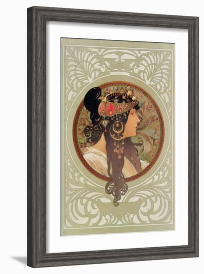 Tetes Byzantines: Brunette, 1897-Alphonse Mucha-Framed Giclee Print