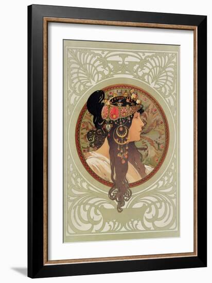 Tetes Byzantines: Brunette, 1897-Alphonse Mucha-Framed Giclee Print