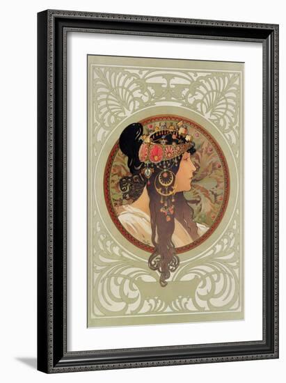 Tetes Byzantines: Brunette, 1897-Alphonse Mucha-Framed Giclee Print