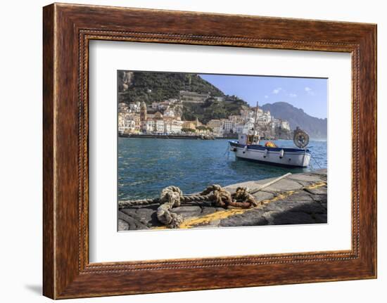Tethered Fishing Boat with Rope-Eleanor Scriven-Framed Photographic Print