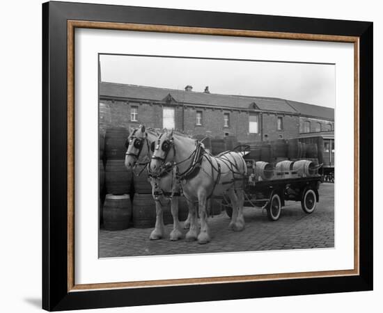 Tetley Shire Horses and Dray, Joshua Tetley Brewery, Leeds, West Yorkshire, 1966-Michael Walters-Framed Photographic Print