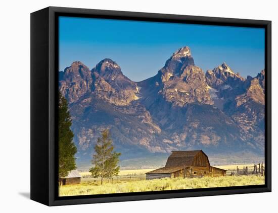 Teton Front Range and Mormon Barn at Sunrise, Grand Teton National Park, Wyoming, Usa-Mark Williford-Framed Premier Image Canvas