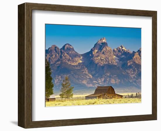 Teton Front Range and Mormon Barn at Sunrise, Grand Teton National Park, Wyoming, Usa-Mark Williford-Framed Photographic Print