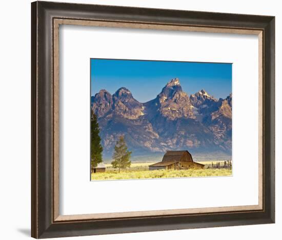 Teton Front Range and Mormon Barn at Sunrise, Grand Teton National Park, Wyoming, Usa-Mark Williford-Framed Photographic Print