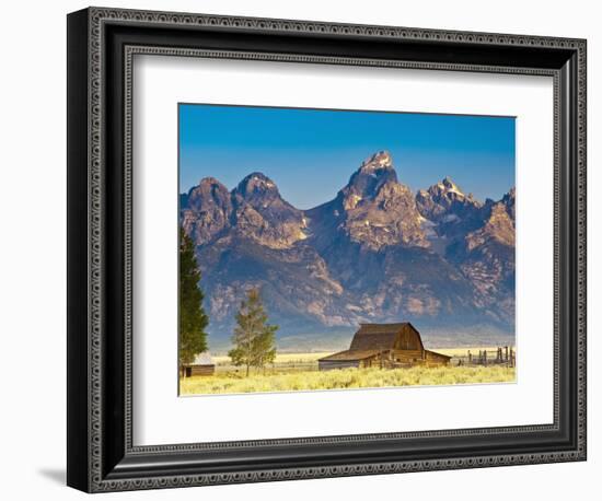 Teton Front Range and Mormon Barn at Sunrise, Grand Teton National Park, Wyoming, Usa-Mark Williford-Framed Photographic Print