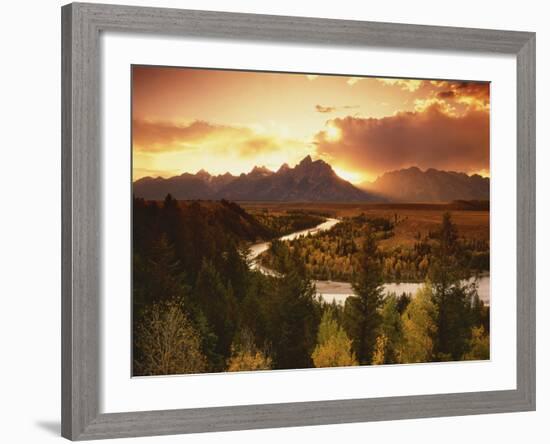 Teton Range at Sunset, Grand Teton National Park, Wyoming, USA-Adam Jones-Framed Photographic Print