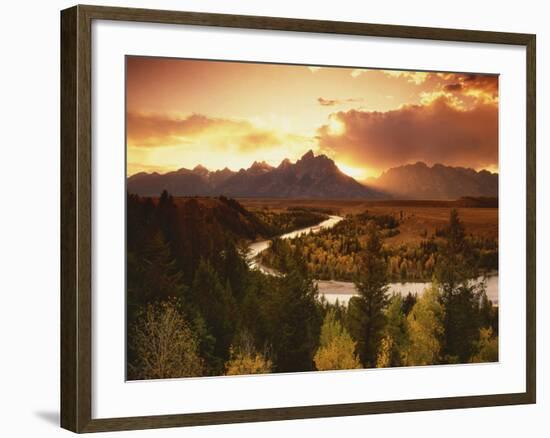 Teton Range at Sunset, Grand Teton National Park, Wyoming, USA-Adam Jones-Framed Photographic Print