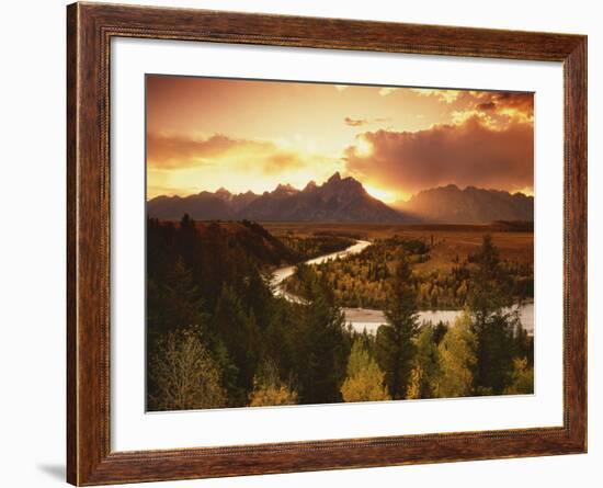 Teton Range at Sunset, Grand Teton National Park, Wyoming, USA-Adam Jones-Framed Photographic Print