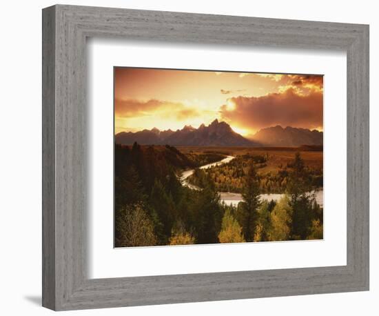 Teton Range at Sunset, Grand Teton National Park, Wyoming, USA-Adam Jones-Framed Photographic Print