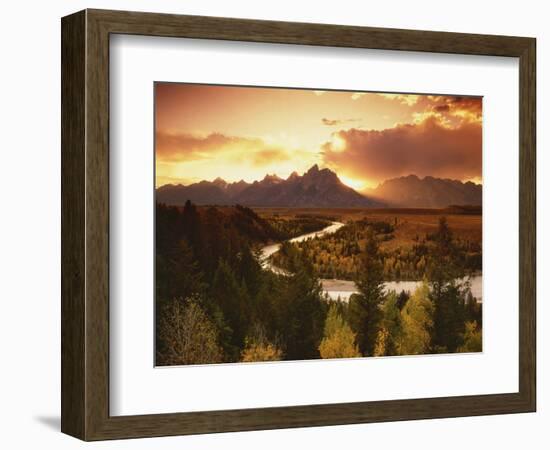 Teton Range at Sunset, Grand Teton National Park, Wyoming, USA-Adam Jones-Framed Photographic Print