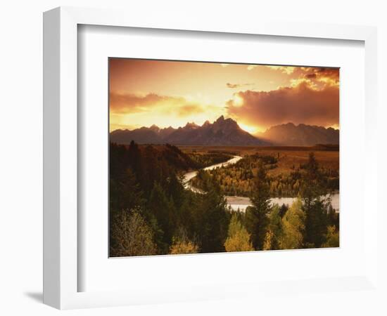 Teton Range at Sunset, Grand Teton National Park, Wyoming, USA-Adam Jones-Framed Photographic Print