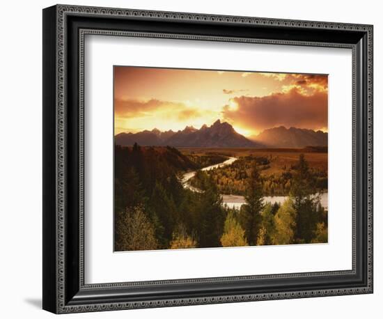 Teton Range at Sunset, Grand Teton National Park, Wyoming, USA-Adam Jones-Framed Photographic Print