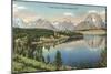 Teton Range, Jackson Lake-null-Mounted Art Print