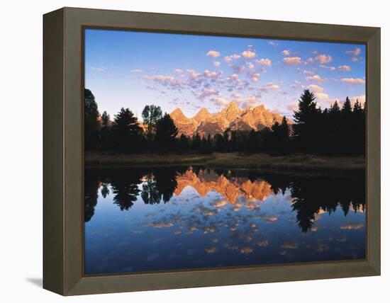 Teton Range Reflecting in Beaver Pond, Grand Teton National Park, Wyoming, USA-Adam Jones-Framed Premier Image Canvas