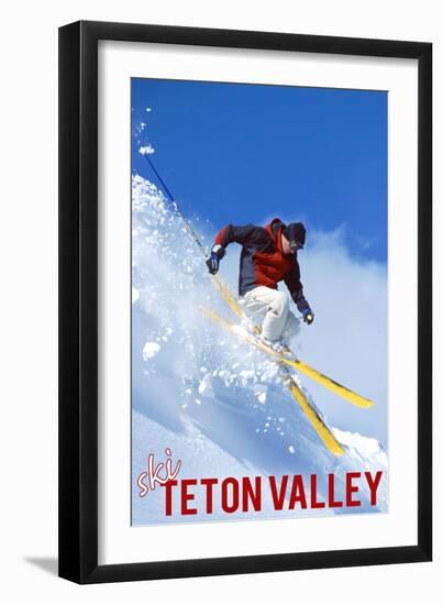 Teton Valley, Idaho - Skier-Lantern Press-Framed Art Print