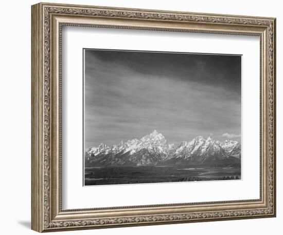 Tetons From Signal Mt View Valley & Snow-Capped Mts Low Horizons Grand Teton NP Wyoming 1933-1942-Ansel Adams-Framed Art Print