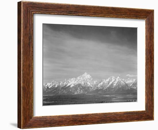 Tetons From Signal Mt View Valley & Snow-Capped Mts Low Horizons Grand Teton NP Wyoming 1933-1942-Ansel Adams-Framed Art Print