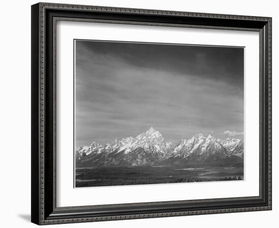 Tetons From Signal Mt View Valley & Snow-Capped Mts Low Horizons Grand Teton NP Wyoming 1933-1942-Ansel Adams-Framed Art Print