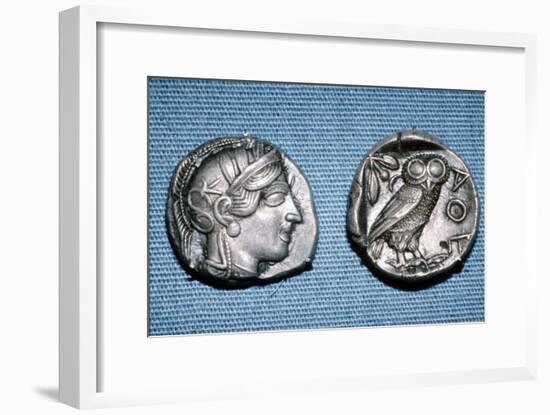 Tetradrachm, Greek Coin, Silver Head of Athena and Owl, mid to late 5th century BC-Unknown-Framed Giclee Print