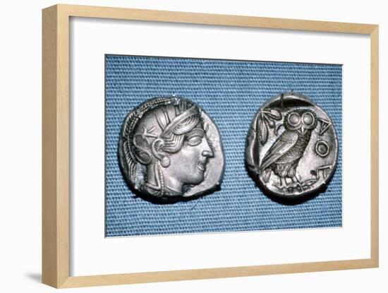 Tetradrachm, Greek Coin, Silver Head of Athena and Owl, mid to late 5th century BC-Unknown-Framed Giclee Print