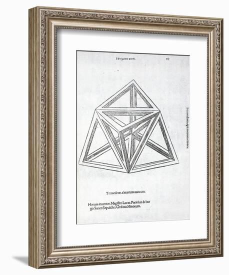 Tetraedron Elevatum Vacuum, Illustration from 'Divina Proportione' by Luca Pacioli (C.1445-1517),…-Leonardo da Vinci-Framed Giclee Print