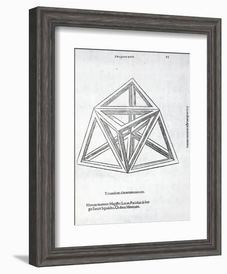 Tetraedron Elevatum Vacuum, Illustration from 'Divina Proportione' by Luca Pacioli (C.1445-1517),…-Leonardo da Vinci-Framed Giclee Print