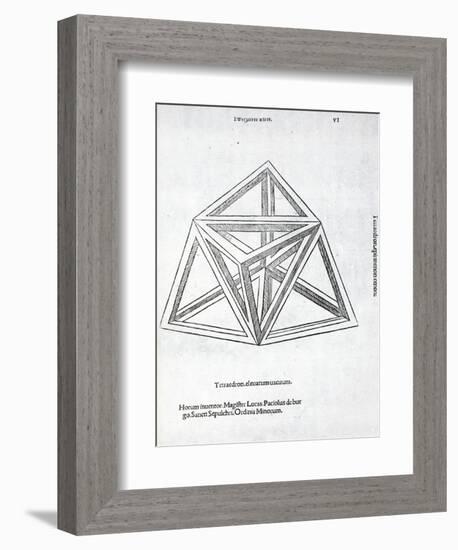 Tetraedron Elevatum Vacuum, Illustration from 'Divina Proportione' by Luca Pacioli (C.1445-1517),…-Leonardo da Vinci-Framed Giclee Print