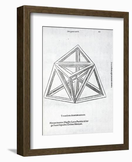 Tetraedron Elevatum Vacuum, Illustration from 'Divina Proportione' by Luca Pacioli (C.1445-1517),…-Leonardo da Vinci-Framed Giclee Print