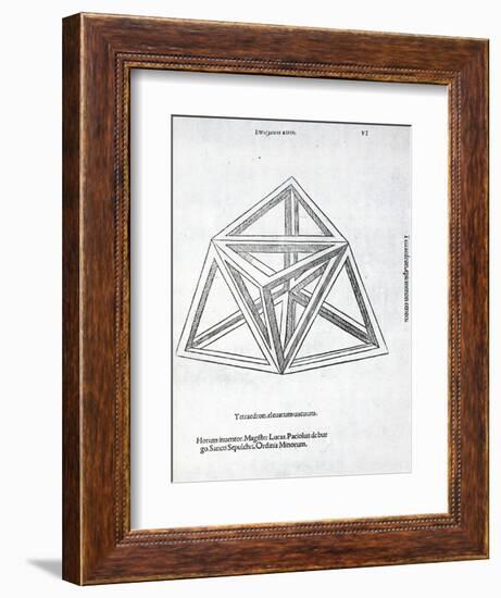 Tetraedron Elevatum Vacuum, Illustration from 'Divina Proportione' by Luca Pacioli (C.1445-1517),…-Leonardo da Vinci-Framed Giclee Print