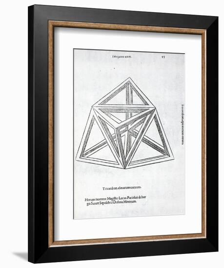 Tetraedron Elevatum Vacuum, Illustration from 'Divina Proportione' by Luca Pacioli (C.1445-1517),…-Leonardo da Vinci-Framed Giclee Print