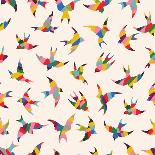Spring Birds Seamless Pattern. Colorful Texture on White Background-tets-Art Print