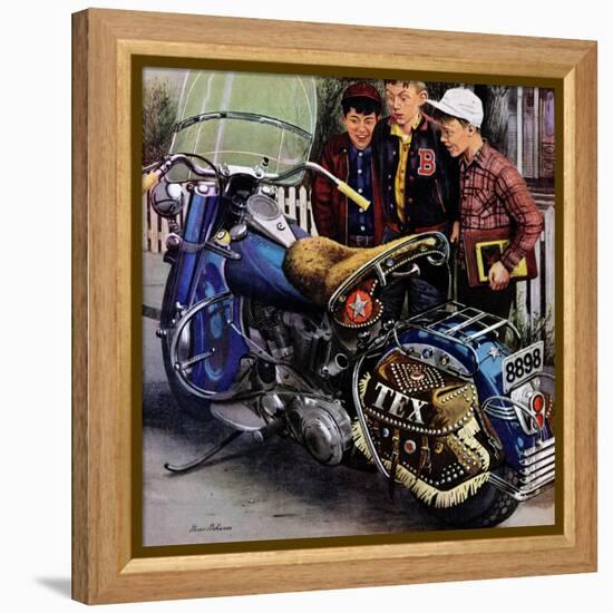 "Tex's Motorcycle", April 7, 1951-Stevan Dohanos-Framed Premier Image Canvas