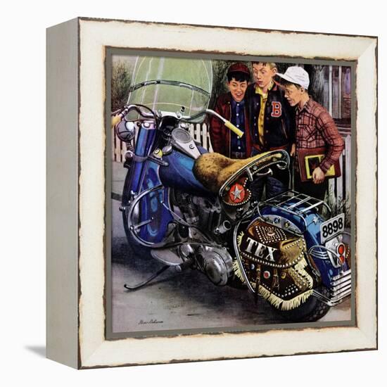 "Tex's Motorcycle", April 7, 1951-Stevan Dohanos-Framed Premier Image Canvas